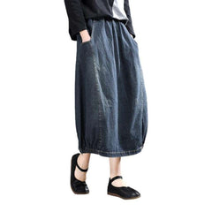 Blue bubble women denim skirt