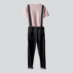 Slim black men jeans jumpsuit