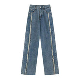 Vaqueros holgados para mujer con costuras bordadas