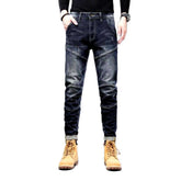 Dunkel gewaschene Sanded-Bikerjeans