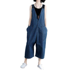 Loose sleeveless women denim overall