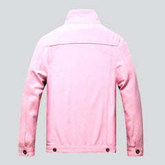 Pink slim men denim jacket