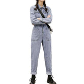 Mono de mezclilla blanqueada con cremallera