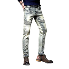 Retro wash men biker jeans