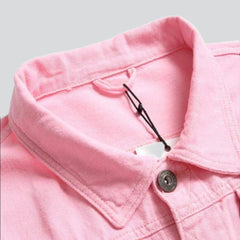 Pink slim men denim jacket