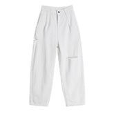 Vaqueros holgados blancos desgastados para mujer