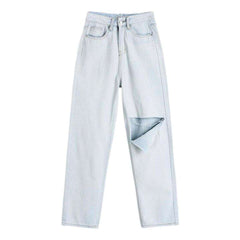 Vaqueros holgados de mujer desgastados y blanqueados