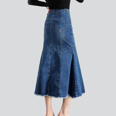 Women fishtail denim skirt