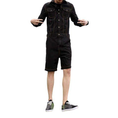 Detachable dark men denim overall