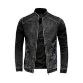 Chaqueta vaquera negra estilo motero para hombre