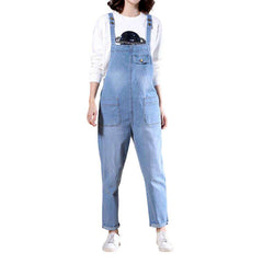 Lässige Jeans-Latzhose mit geraden Taschen