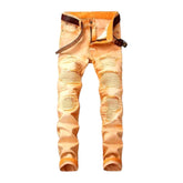 Vintage color patchwork men jeans