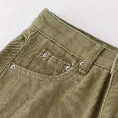 Falda vaquera larga con abertura en color caqui