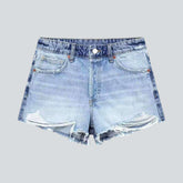 Distressed-Jeansshorts mit hoher Taille