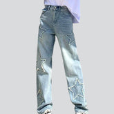 Bestickte Damenjeans mit hoher Taille