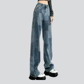 High-Waist-Patchwork-Jeans für Damen