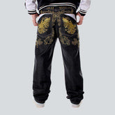 Hip-Hop-Jeans mit goldenem Ornament