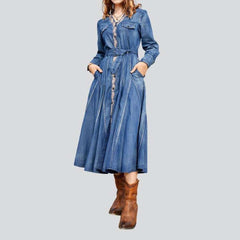 Indian style embroidered denim dress