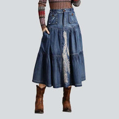 Falda vaquera larga estilo indio