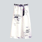 Weißer Jeansrock mit Aufschrift-Print