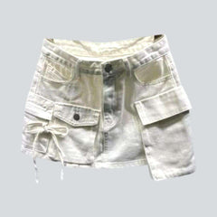 Irregular cargo pocket denim skirt