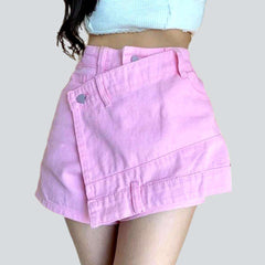 Irregular color women denim skort