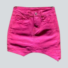 Irregular hem mini denim skort