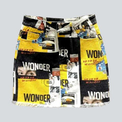 Jeansrock mit farbigem Journal-Print