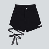 Schwarzer Jeansrock mit Schnürung