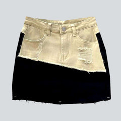 Minifalda vaquera de patchwork en capas