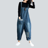 Jeans-Latzhose mit Patchwork-Beinen für Damen