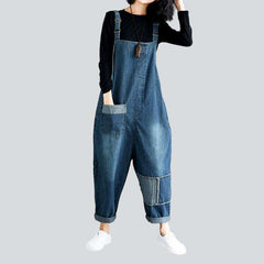 Leg patchwork women denim dungaree