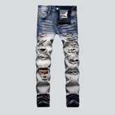 Stretch-Jeans mit Leoparden-Patches für Herren