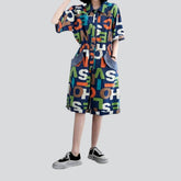 Jeans-Overall mit Buchstaben-Print für Damen