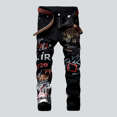 Letters print skinny men jeans