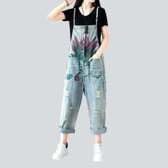 Hellblauer Jumpsuit aus bemaltem Denim