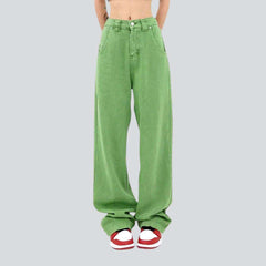 Pantalones vaqueros de mujer color verde claro
