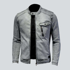 Chaqueta vaquera biker gris claro