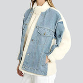 Hell gewaschene Sherpa-Jeansjacke für Damen