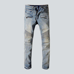 Light wash vintage biker jeans