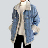 Leicht gewaschene Winter-Jeansjacke