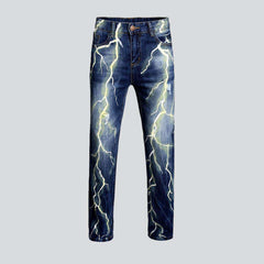 Lightning print jeans for men