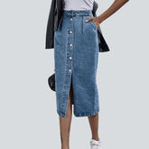 Langer Jeansrock mit Knöpfen