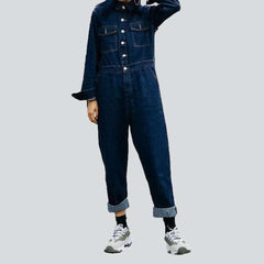 Langärmliger lockerer Jeans-Overall