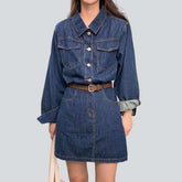 Langärmliges Mini-Jeanskleid