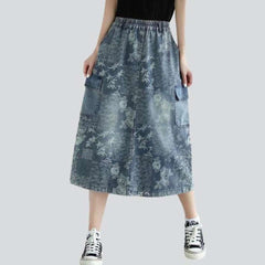 Falda vaquera cargo con flores