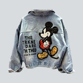 Jeansjacke mit Mickey-Stickerei für Damen