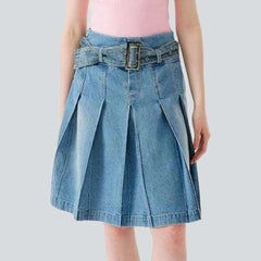 Midi-Plissee-Jeansrock für Damen