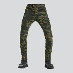 Military color men biker jeans