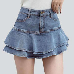 Mini-Jeansrock mit Rüschen